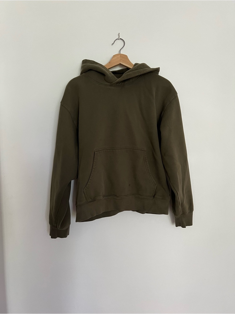 Olive Sweatfleece Cozy Fleece Perfect Fit Hooded Sweatshirt